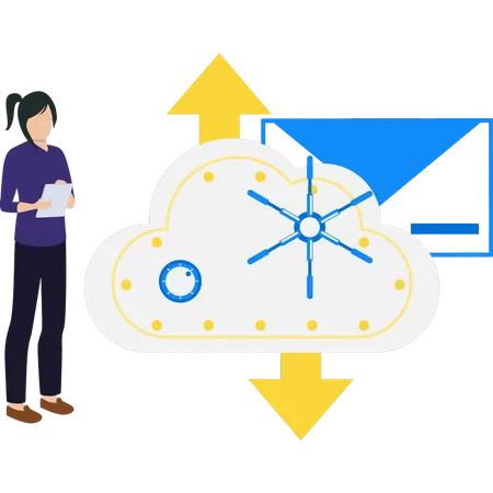 La fille a une protection des données cloud  Illustration