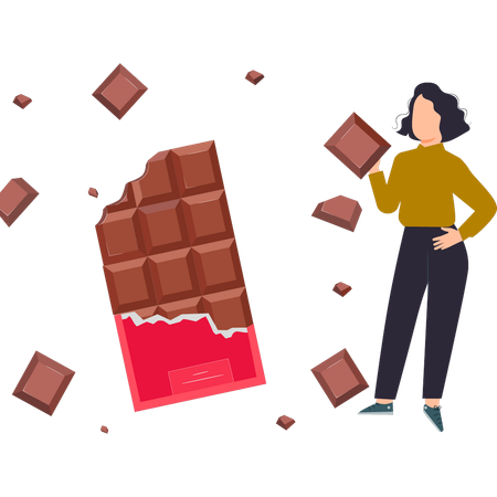 La fille a un morceau de chocolat  Illustration