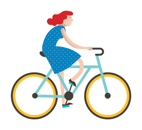 Fille à vélo  Illustration