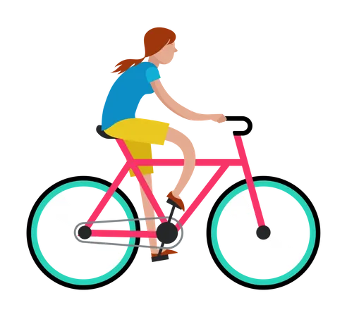 Fille à vélo  Illustration