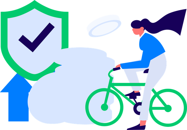 Une fille fait du vélo et réalise un profit financier  Illustration