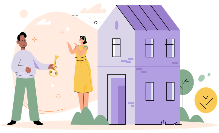 Une fille achète un nouvel appartement  Illustration