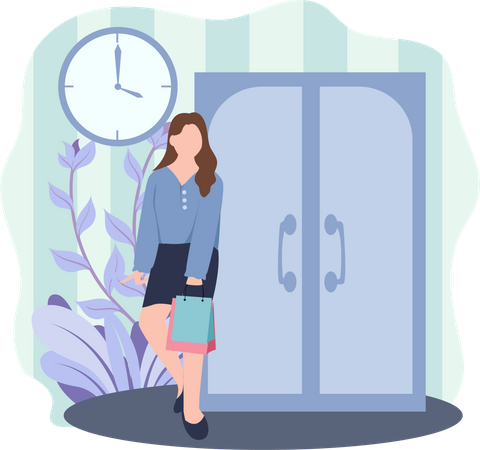 Fille achetant une robe  Illustration