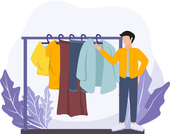 Fille achetant une robe  Illustration