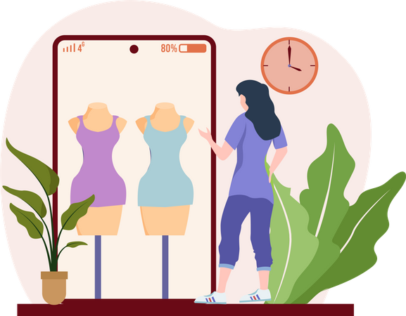 Fille achetant une robe  Illustration
