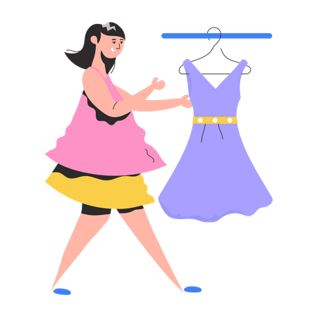 Fille achetant une robe  Illustration