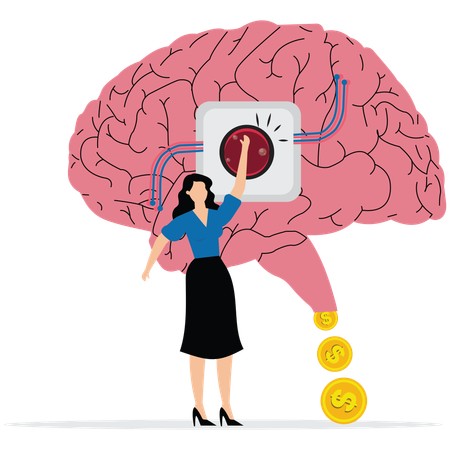 Fille, activez votre cerveau pour créer de l'argent  Illustration