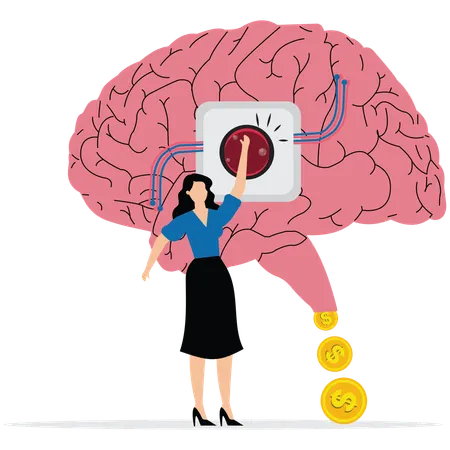Fille, activez votre cerveau pour créer de l'argent  Illustration