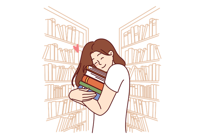 La fille aime lire des livres  Illustration