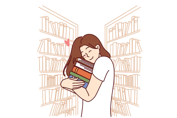 La fille aime lire des livres  Illustration