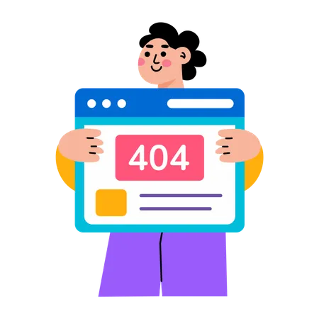 Fille montrant une page manquante en ligne  Illustration