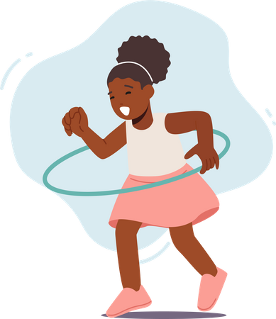 Fille africaine jouant avec Hula Hoop  Illustration