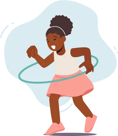 Fille africaine jouant avec Hula Hoop  Illustration