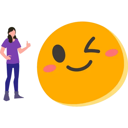 Fille aimant les emoji  Illustration