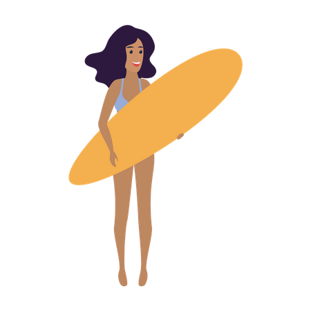 Fille qui va surfer  Illustration