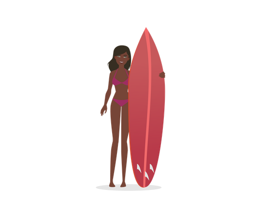 Fille qui va surfer  Illustration