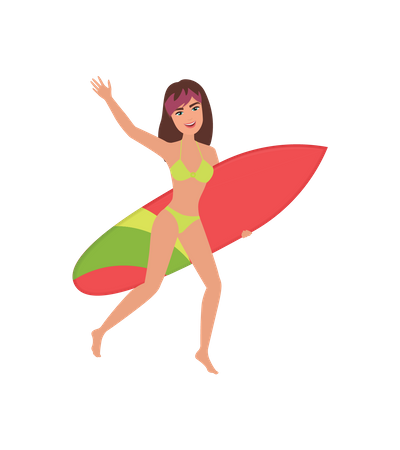 Fille qui va surfer  Illustration