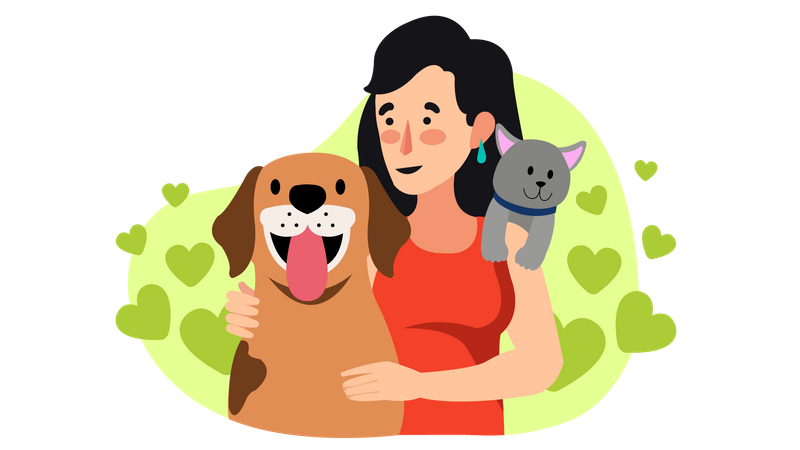 Fille amoureuse des animaux  Illustration