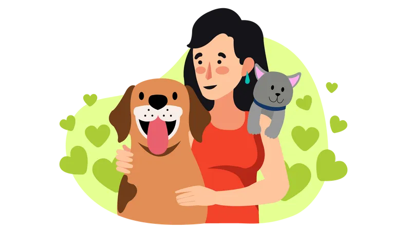 Fille amoureuse des animaux  Illustration