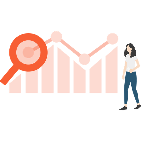 Une fille analyse les données en utilisant le référencement  Illustration