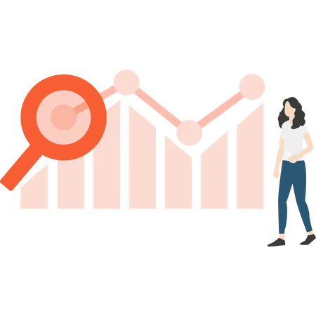 Une fille analyse les données en utilisant le référencement  Illustration