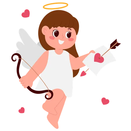 Fille ange lettre d'amour  Illustration