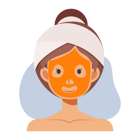 Fille appliquant un masque facial  Illustration