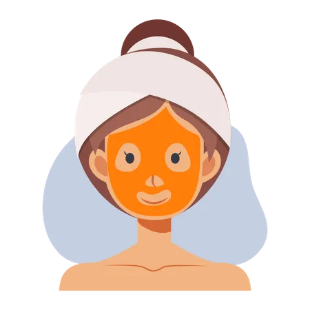 Fille appliquant un masque facial  Illustration