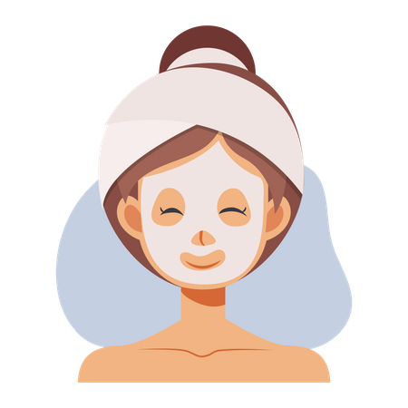 Fille appliquant un masque facial  Illustration