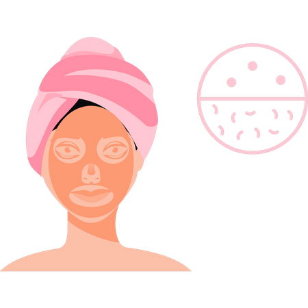 La fille a appliqué un masque de beauté sur son visage  Illustration