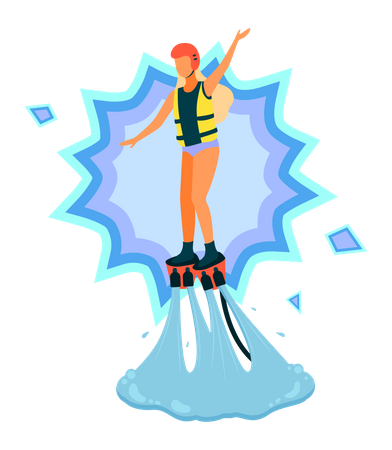 Fille appréciant le jetpack d'eau  Illustration