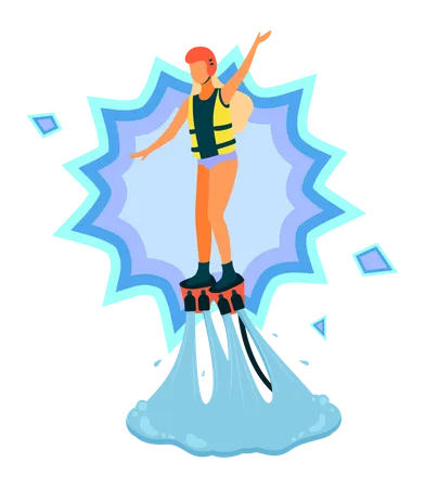 Fille appréciant le jetpack d'eau  Illustration