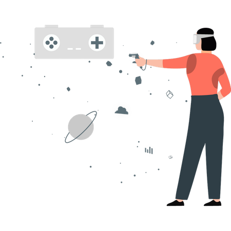 Fille appréciant un jeu de réalité virtuelle  Illustration