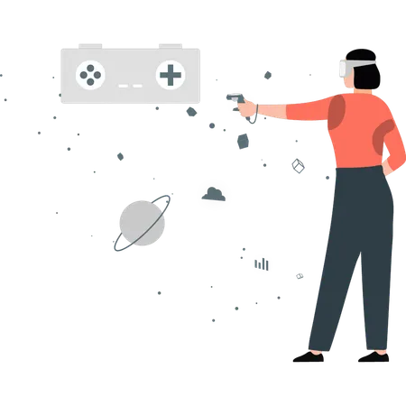 Fille appréciant un jeu de réalité virtuelle  Illustration