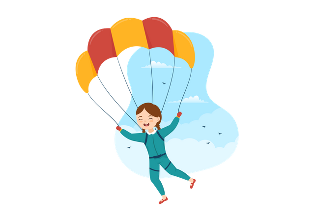 Fille appréciant le parachutisme  Illustration