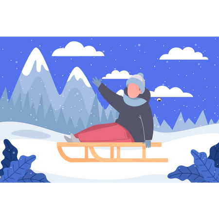 Fille appréciant le ski en hiver  Illustration