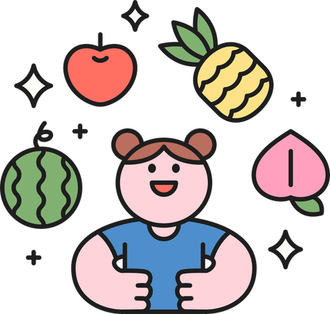 Fille appréciant les fruits d'été  Illustration