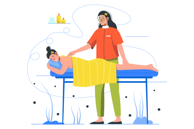 Fille bénéficiant d'un massage  Illustration