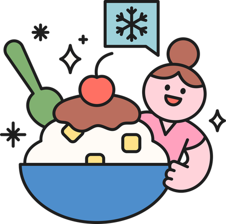 Fille appréciant la glace  Illustration