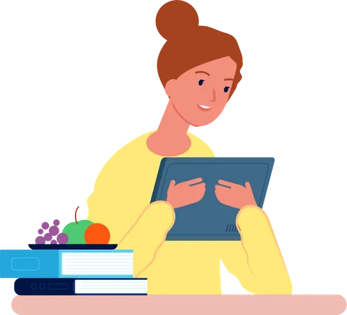 Fille apprenant en ligne  Illustration