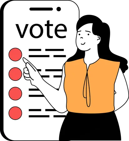 Fille, appuie sur le bouton de vote  Illustration