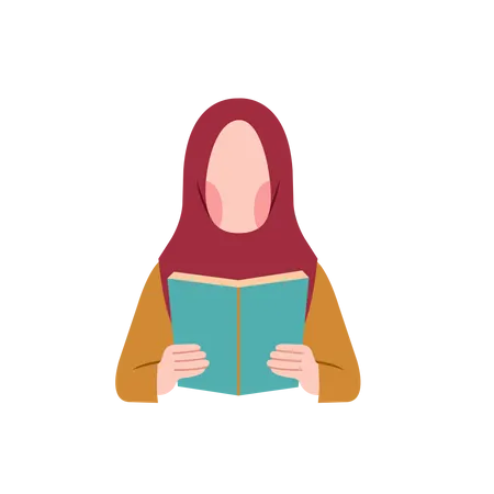 Fille arabe lisant un livre  Illustration