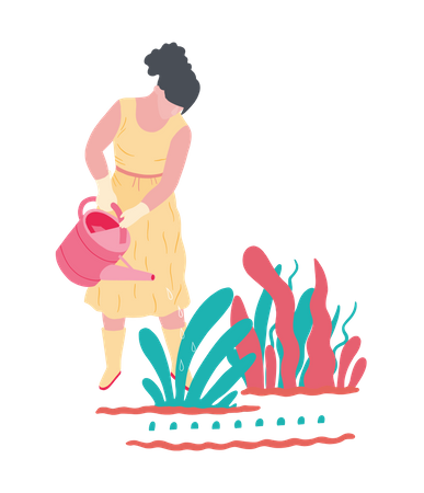 Fille arrosant pour planter  Illustration