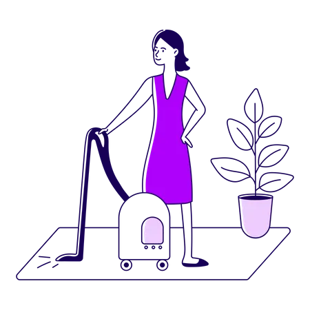 Fille qui passe l'aspirateur  Illustration