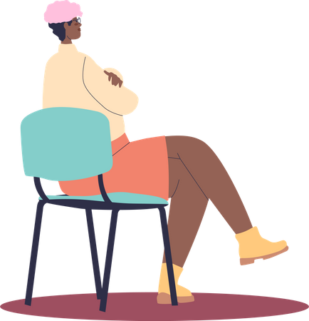 Fille assise sur une chaise  Illustration