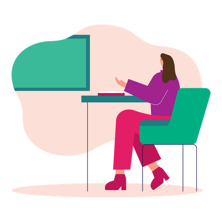 Fille assise en classe  Illustration