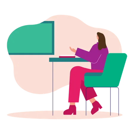 Fille assise en classe  Illustration