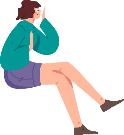 Fille assise et riant  Illustration