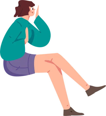 Fille assise et riant  Illustration