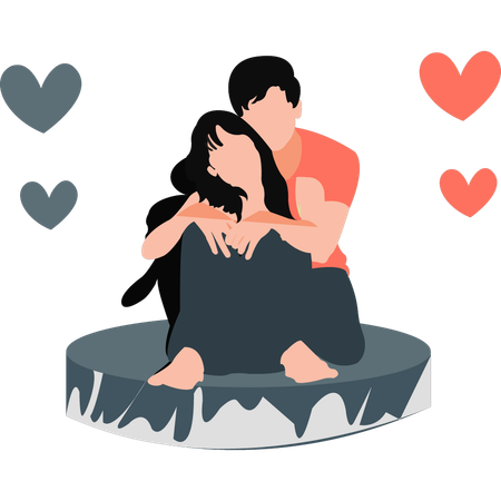 Fille assise sur les genoux du garçon  Illustration